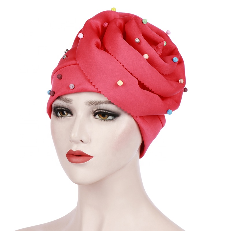 Wholesale oversized flower candy colored beaded Arab women's hats
