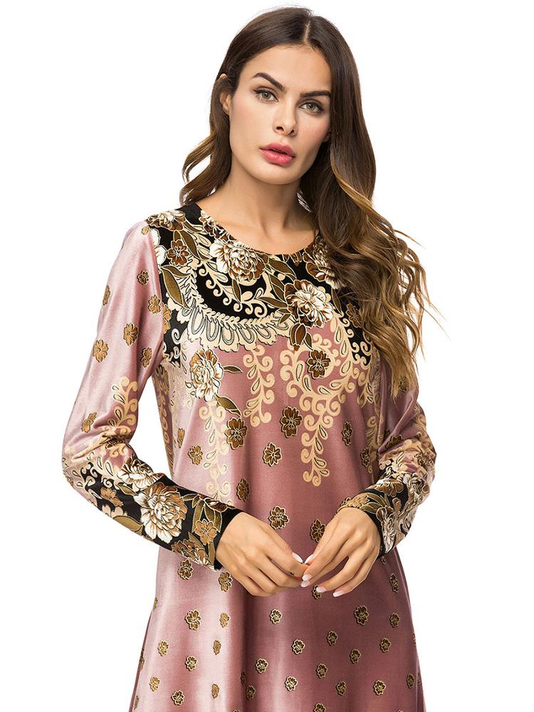 Turkish robe kimono long sleeve fashion boutique print swing skirt