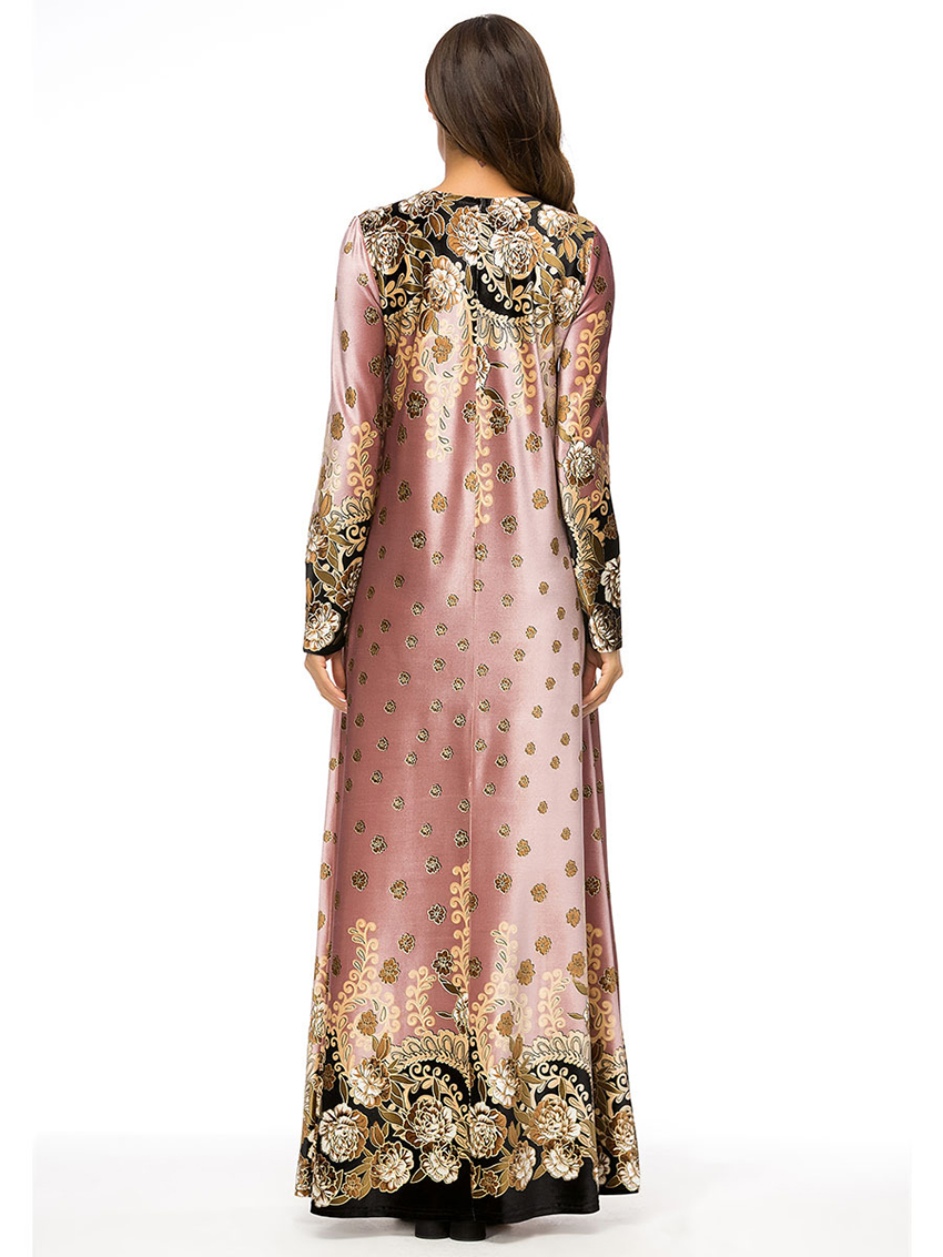 Turkish robe kimono long sleeve fashion boutique print swing skirt