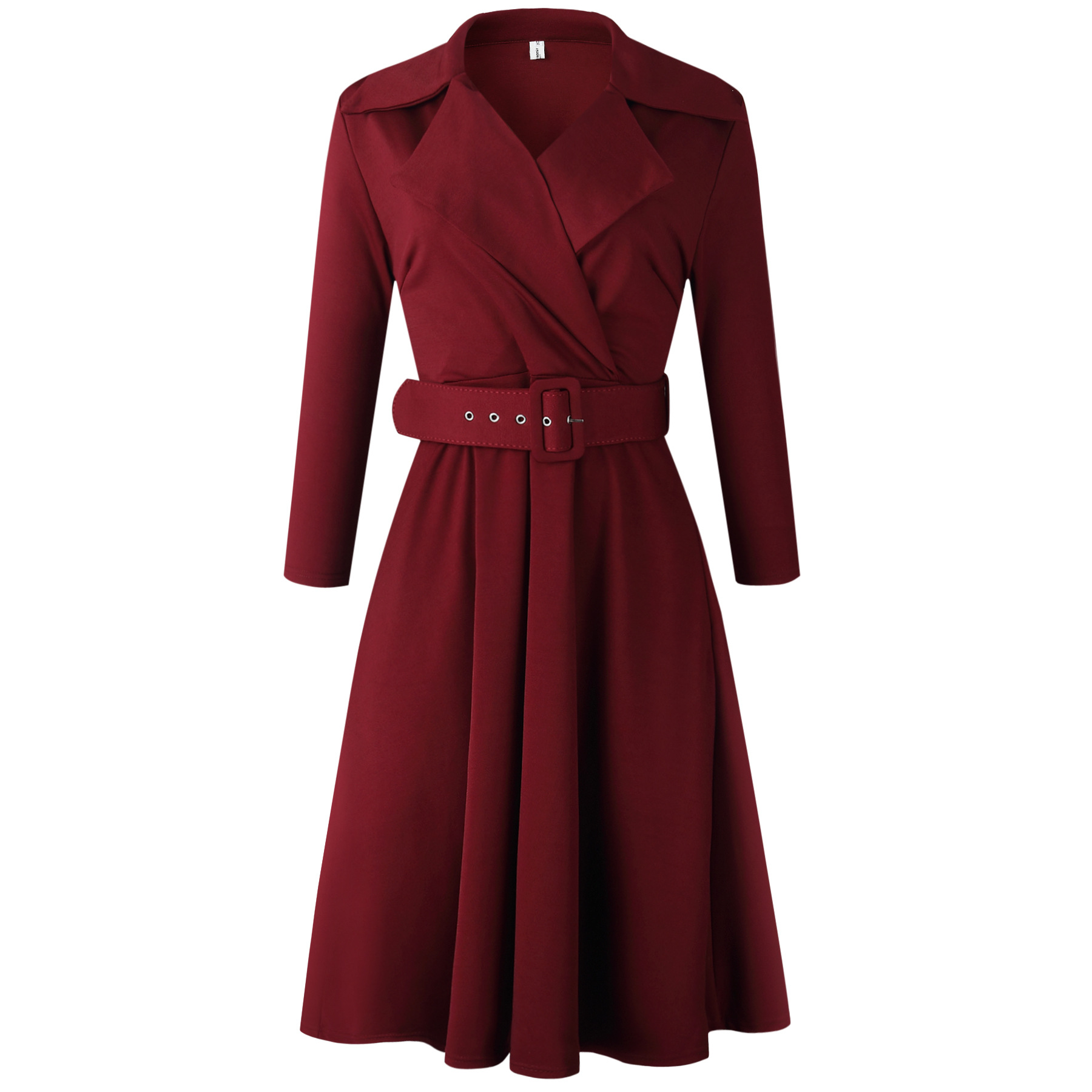 Notched Plus Size Pleated Midi A-line African Lady Dress