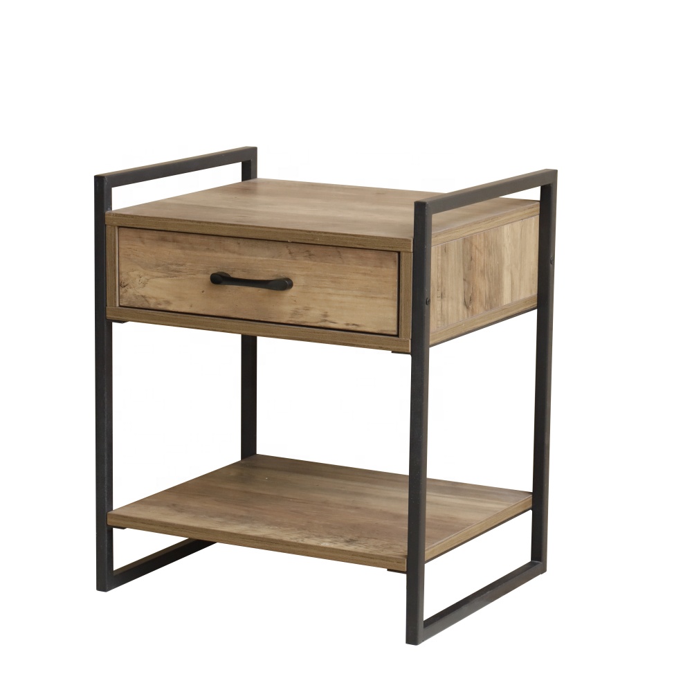 Furniture bedroom small metal frame modern wooden Nightstand