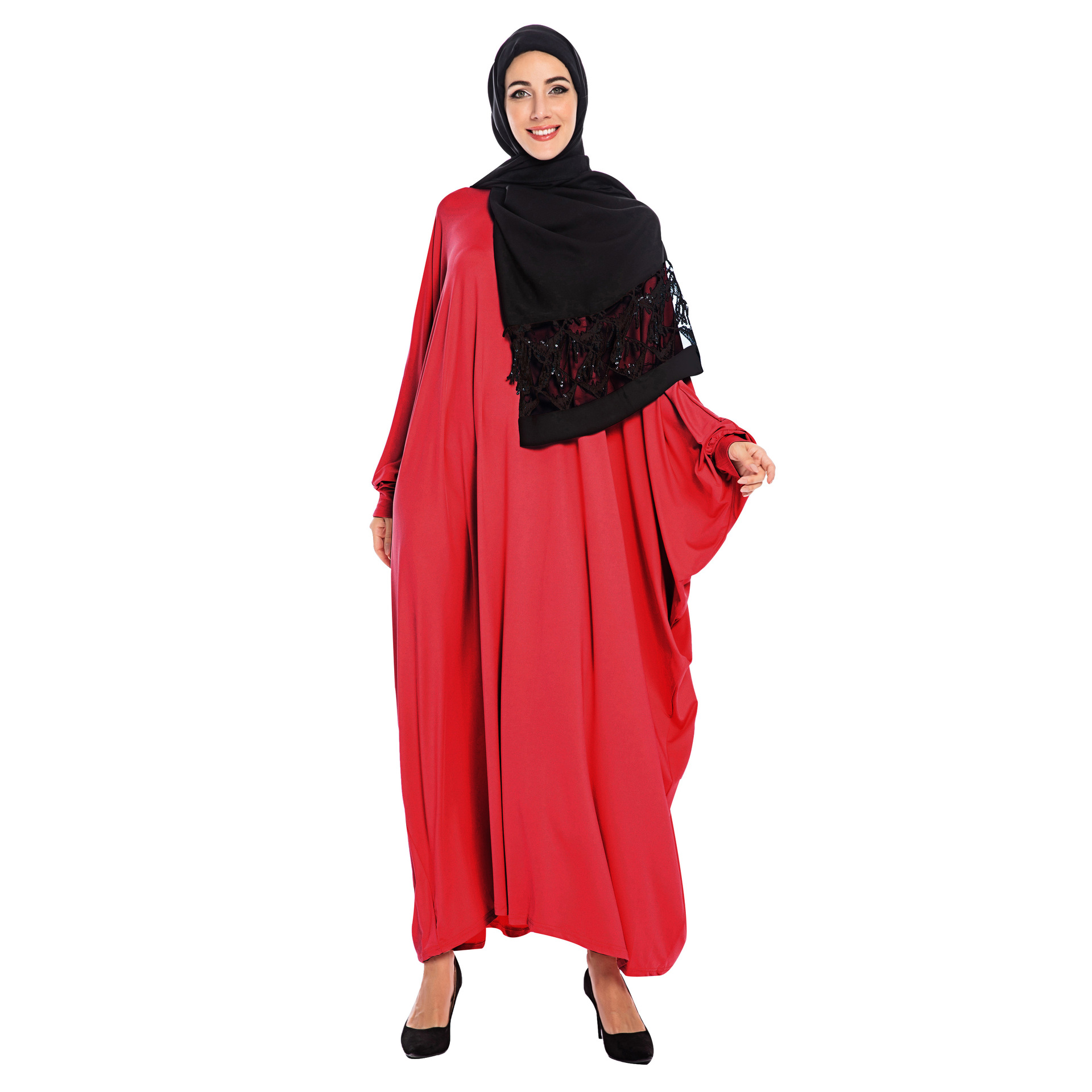 Popular leisure pure color round collar Arab women burqa