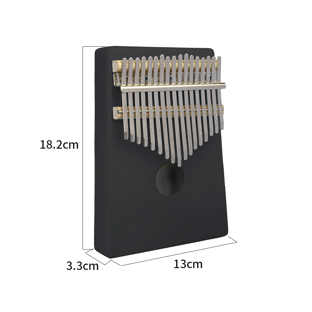 Black solid wood mini keyboard instrument with 17 keys African thumb piano