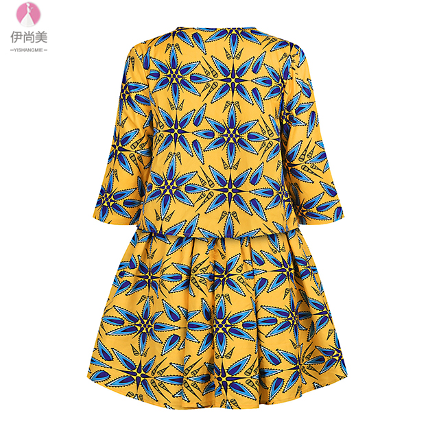 Ethnic printed cardigan pocket two-piece casual African women's clothing
