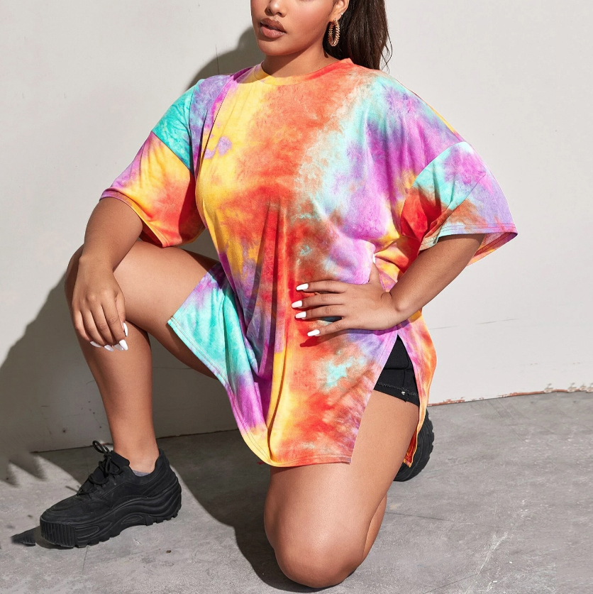 New PLus-size hip-hop tie dyed African women's T-shirts