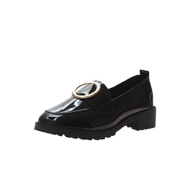 New black flat button casual Middle East Lady's leather shoes