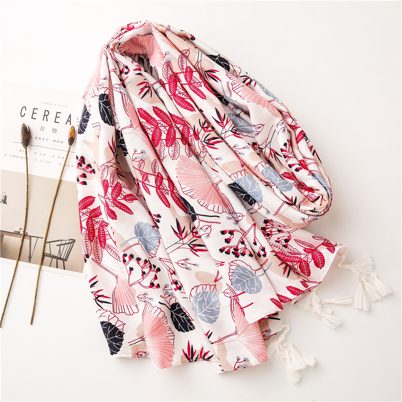 Fashion long thin wrap with floral Arabic lady's headscarf