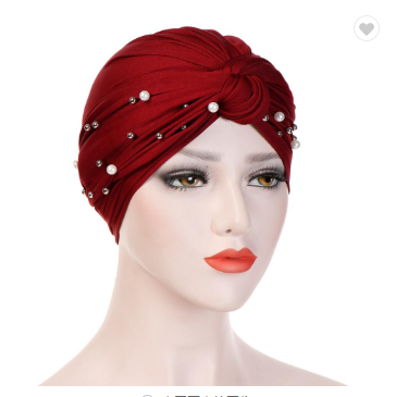 Plain pearl Arab women's cotton hat