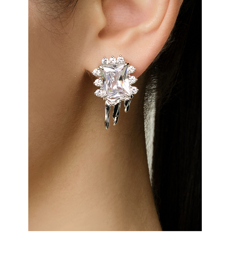 Ripple series liquid square jewel earrings