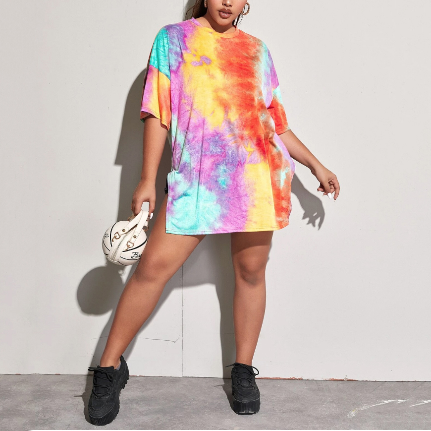 New PLus-size hip-hop tie dyed African women's T-shirts