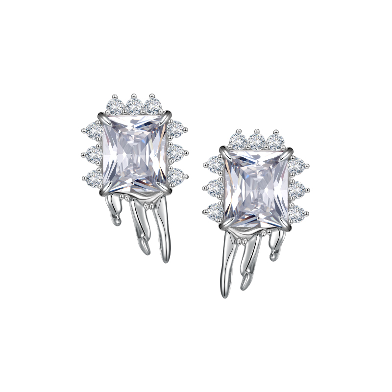 Ripple series liquid square jewel earrings