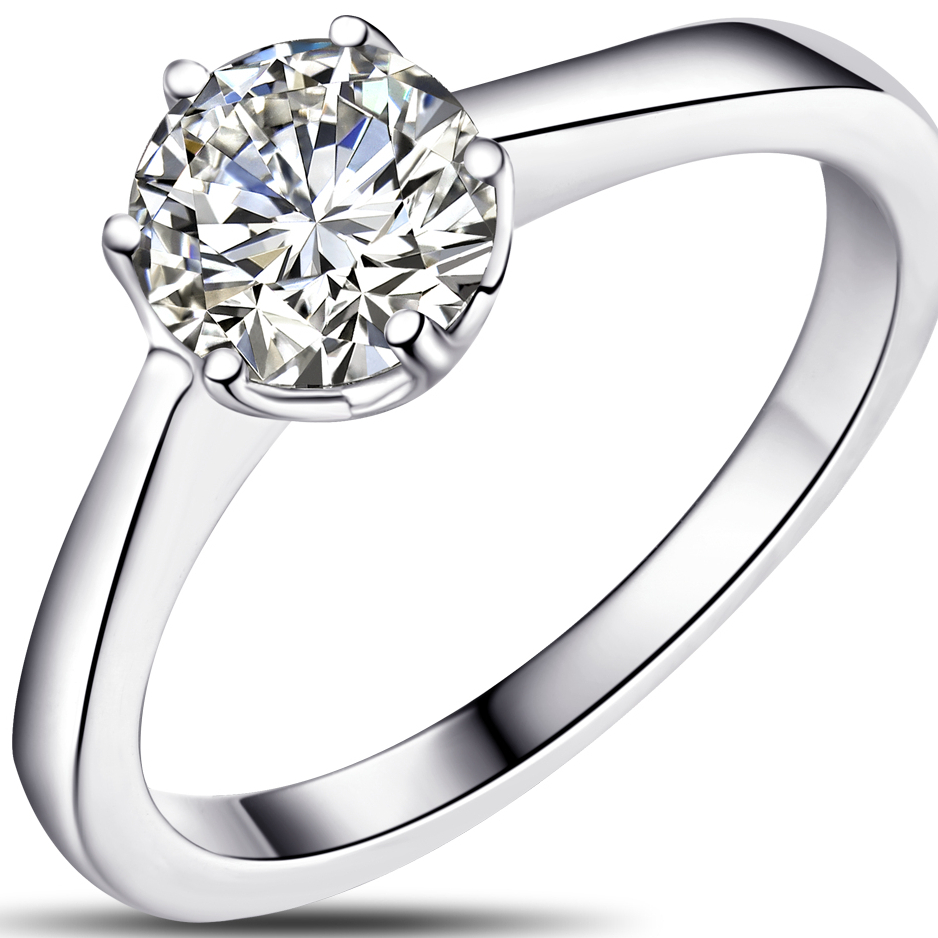 Custom engagement ring jewelry Female simple single stone romantic diamond 925 silver wedding ring