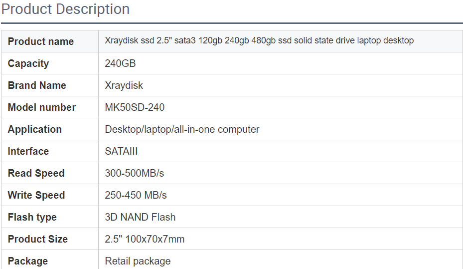 Xraydisk ssd