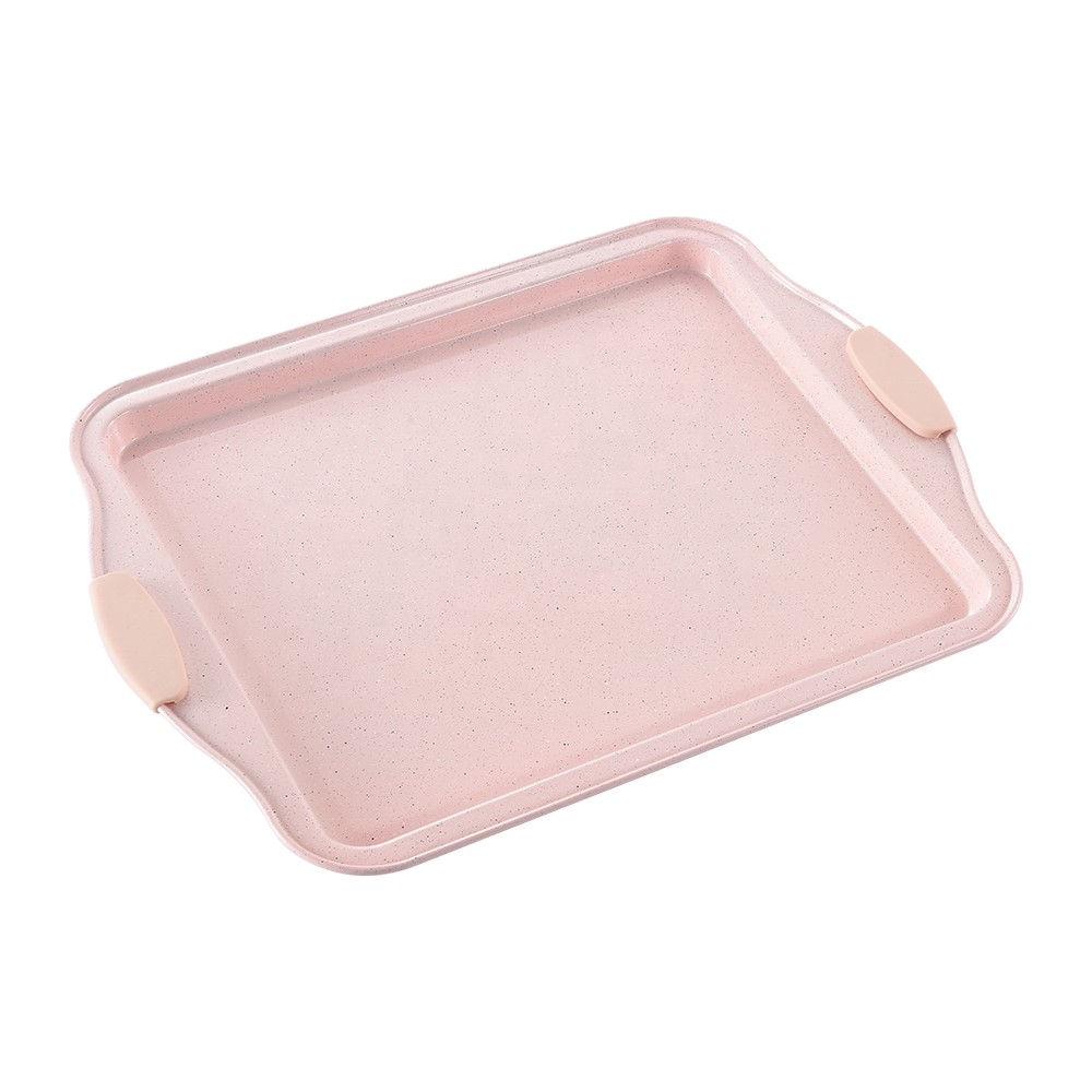 粉红色石材涂层套装烤盘