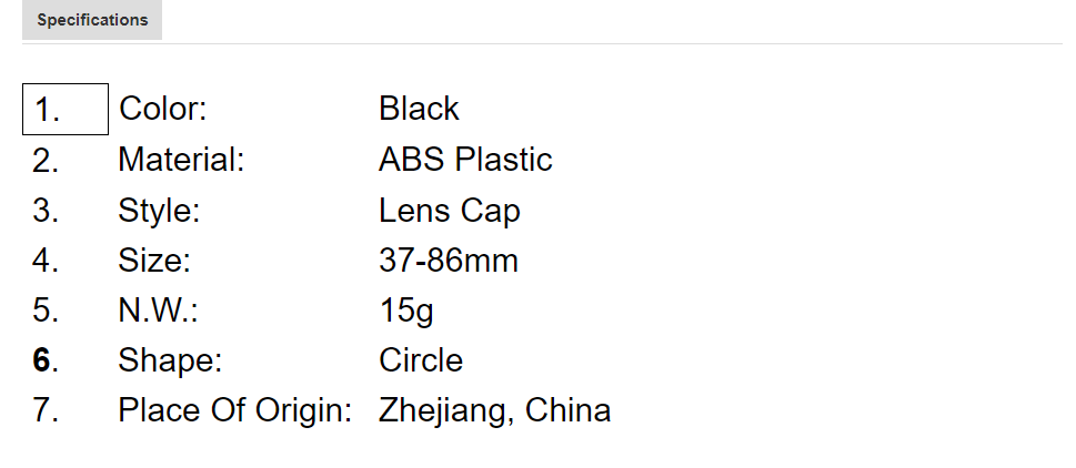 Rear Lens Ca