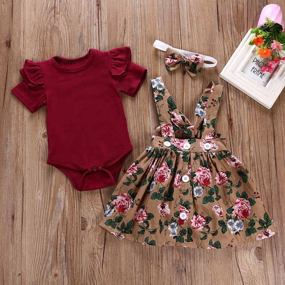 婴儿衣服套装女婴荷叶边连