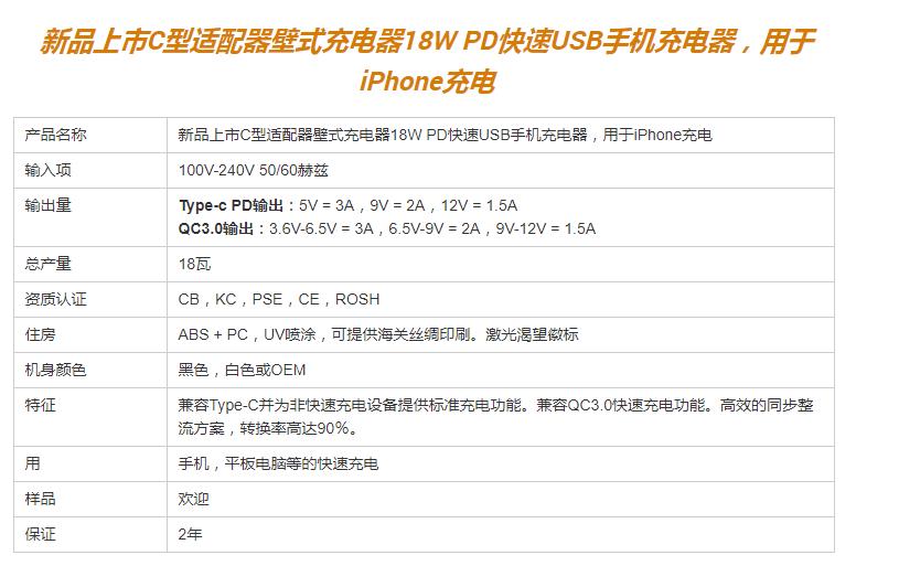 新品上市C型适配器壁式充