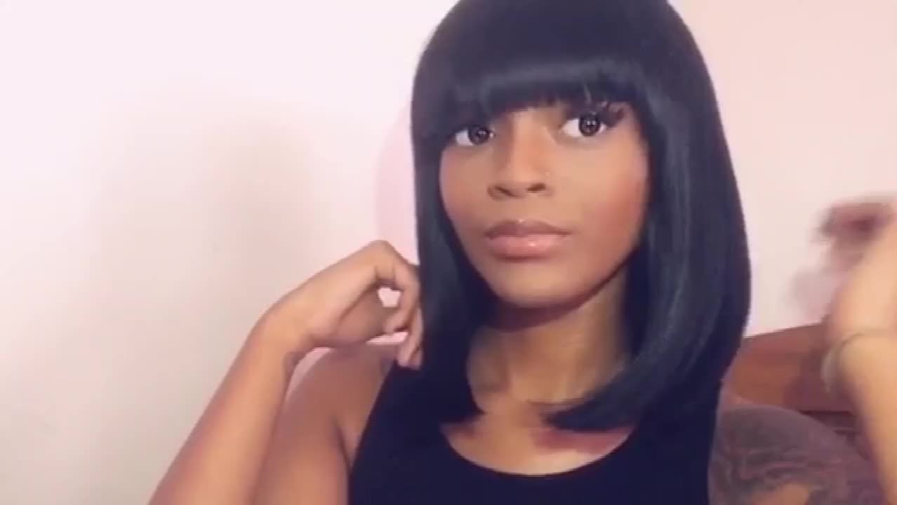 Factory wholesale cheap cut Bob cut synthetic bangs with wigs for African women