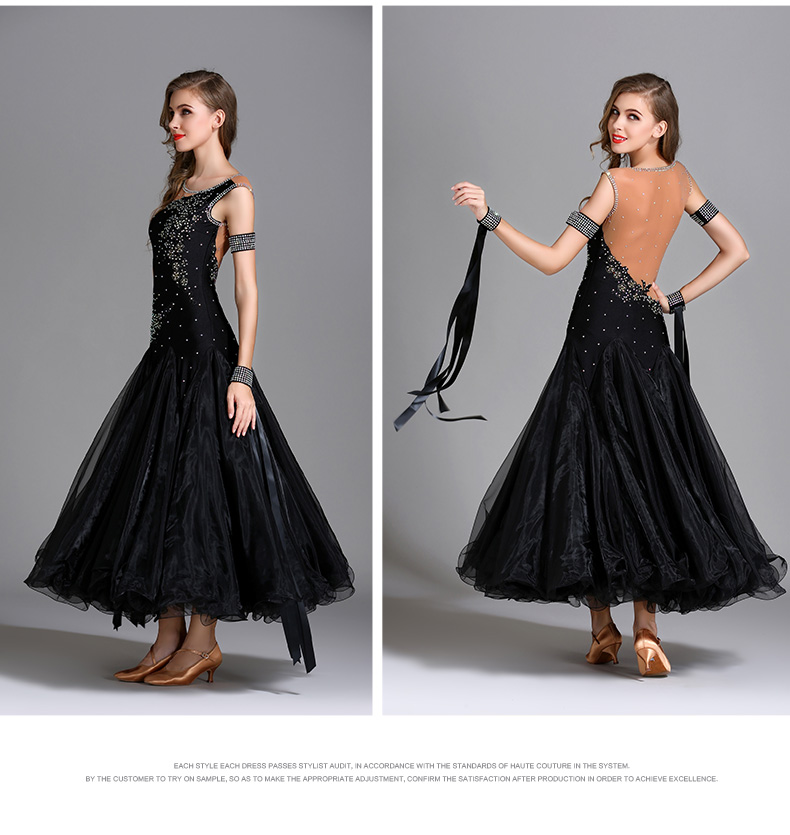 7 Colors Long Ballroom Dance Competition Standard Dresses Modern Ballroom Waltz Dress Luminous Dance Costumes 