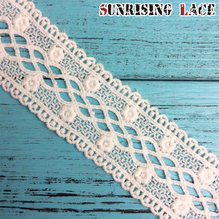 Turkish New Lace Designs Garment Chemical Eyelet Lace Trim 