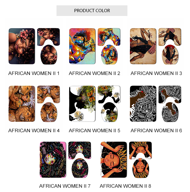 Newly designed 4 piece waterproof art deco African shower curtain for bathroom