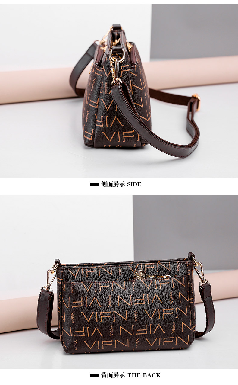 Atmosphere texture middle-aged letter multi-layer one-shoulder lady cross-body bag