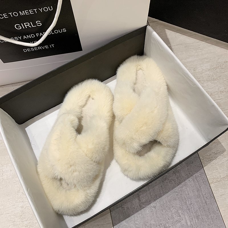2021s Custom Winter Warm Fuzzy Indoor Outdoor Home Fur Slides Faux Sheepskin Slippers for Women