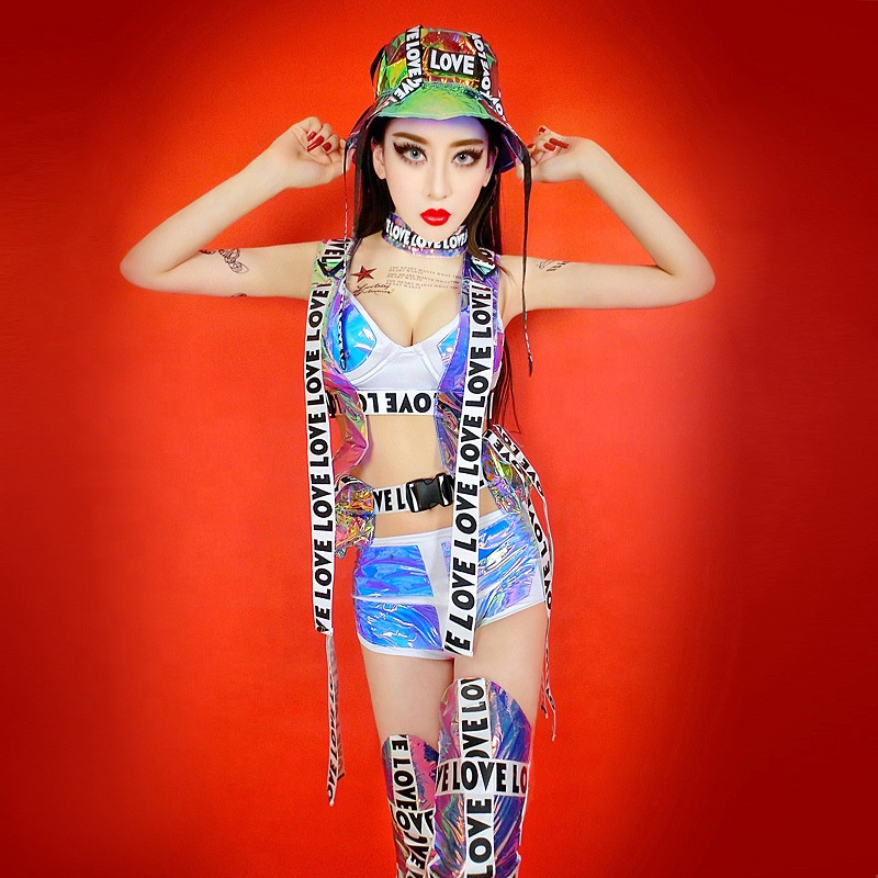 Hip Hop Jazz Stage Costume Bar Costume European And American Laser Sexy Clothing New Style Hip Hop Dance Dress 