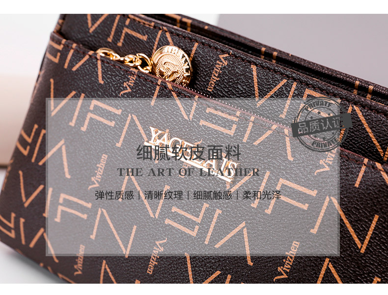 Atmosphere texture middle-aged letter multi-layer one-shoulder lady cross-body bag