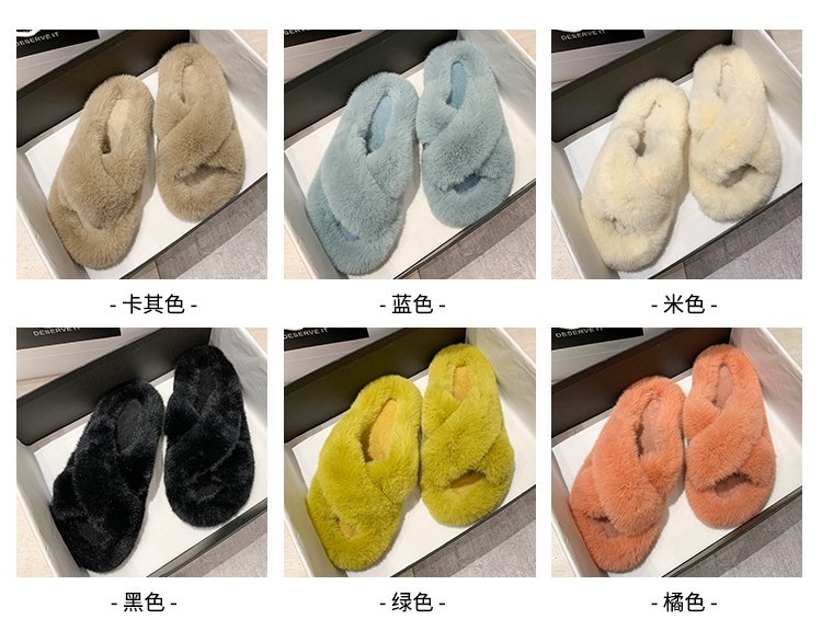 2021s Custom Winter Warm Fuzzy Indoor Outdoor Home Fur Slides Faux Sheepskin Slippers for Women