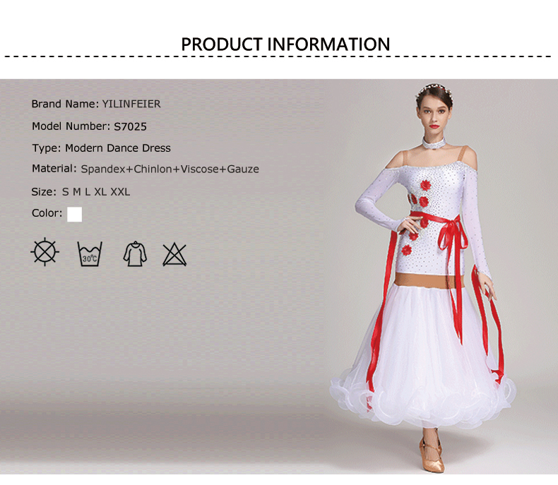 Social Dance Dress White Ballroom Dance Competition Dresses Lyrical Dance wear Waltz Dancing Costumes