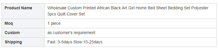 African black art girl home bedding set