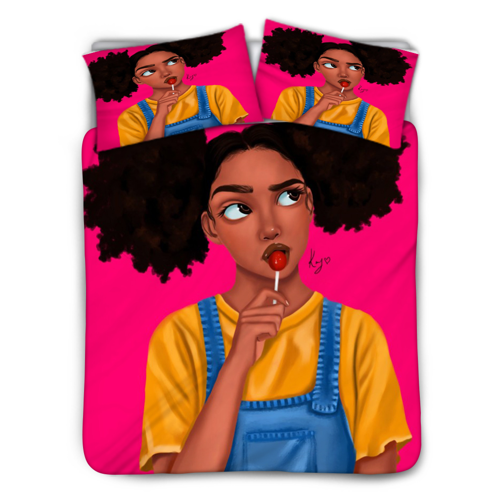 African black art girl home bedding set