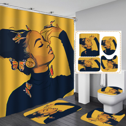Support custom African girl magic 3D printing shower curtain