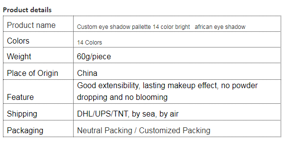 Custom palette 14 colors bright African eye shadow