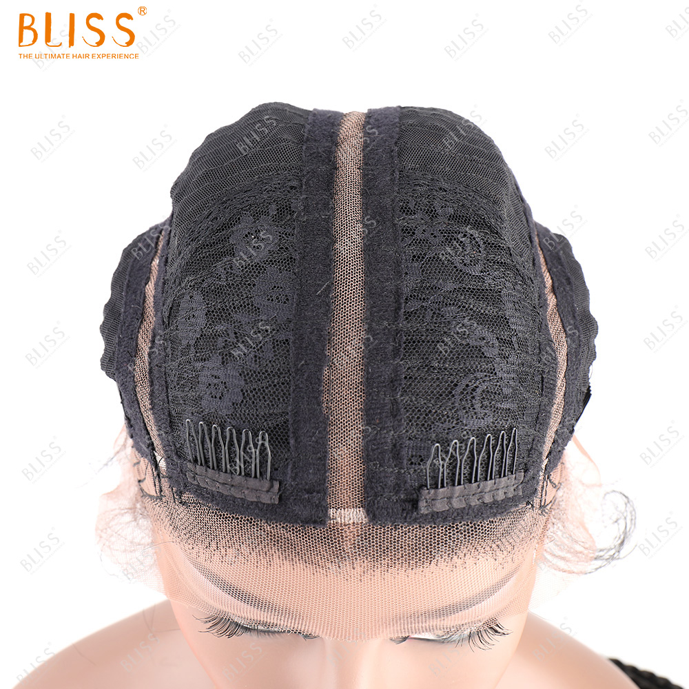 Bliss wholesale 4 long box braided twist lace black braided synthetic African women wig