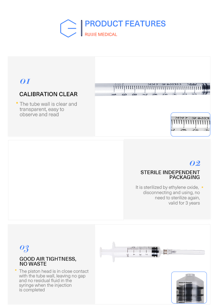 Disposable medical plastic luer lock syringe with needle
