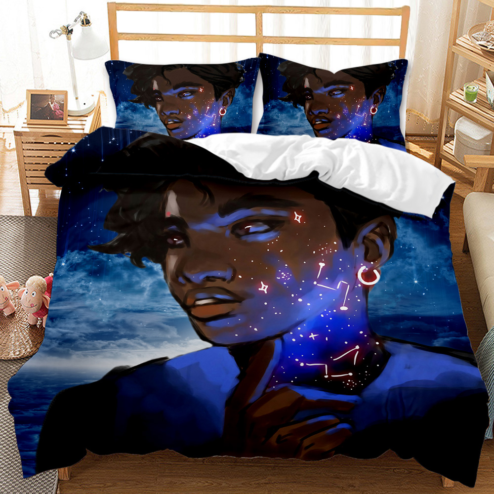 Fashion African black cool music boys print bedding set