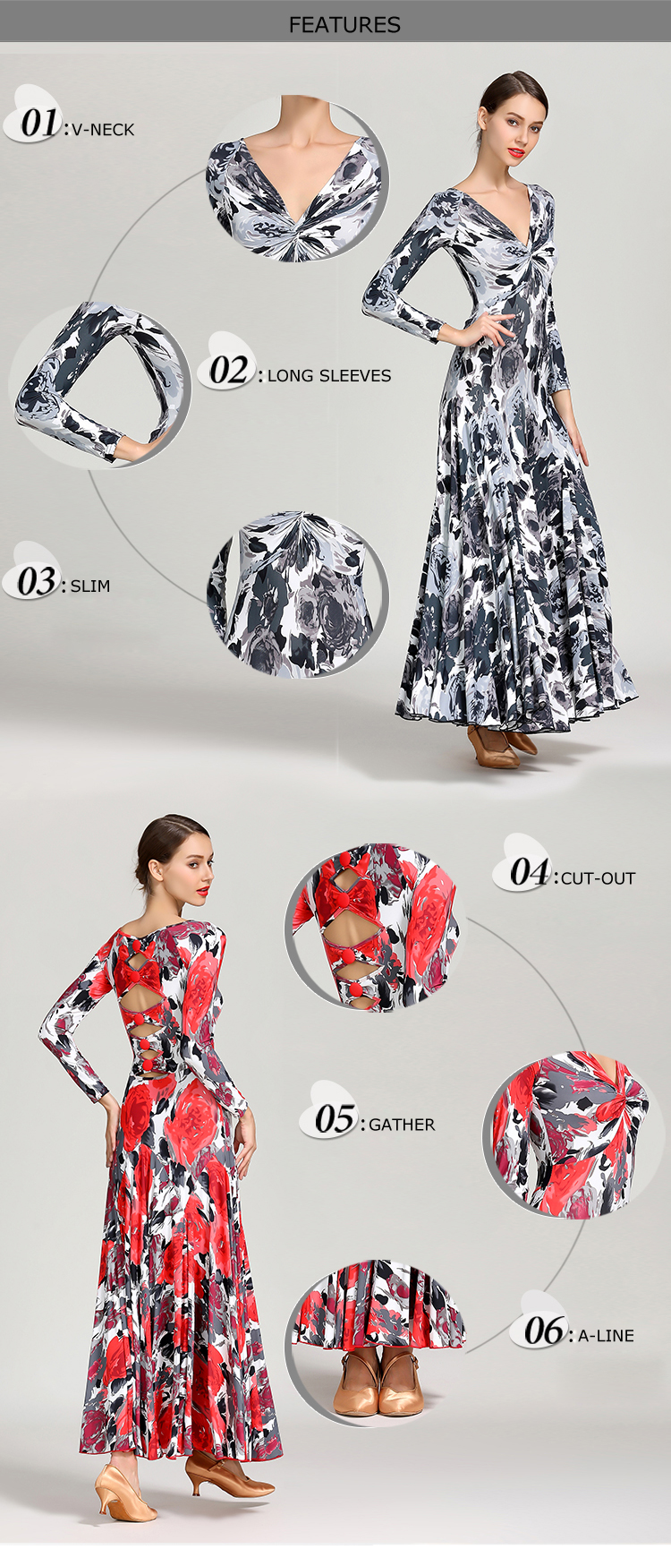 Adult Modern Dance Ballroom Dance Dress Waltz flamenco Costumes Standard Social Dresses Standard Social Dress 