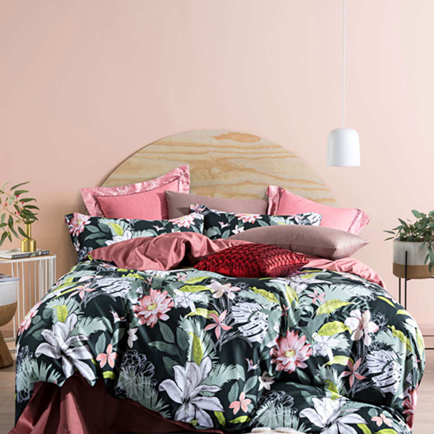 Colorful flower African egyption cotton sheets stone washed linen bedding set