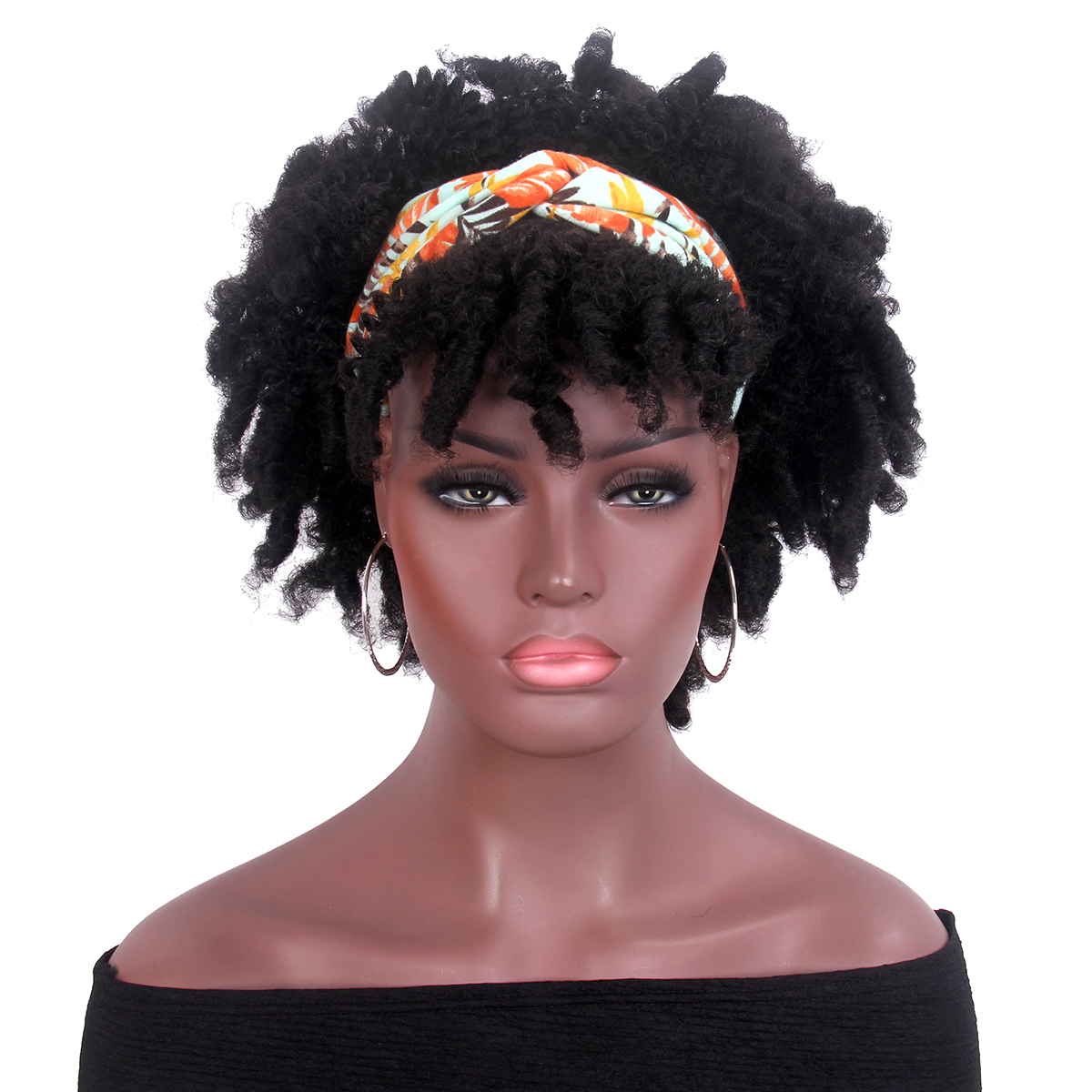 Wholesale African American Black Women Elastic Adjudtable Afro Wigs Synthetic Hair Kinky Curly