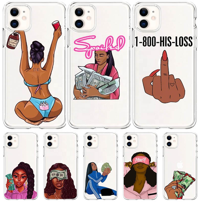 African black head girl shockproof mobile phone case