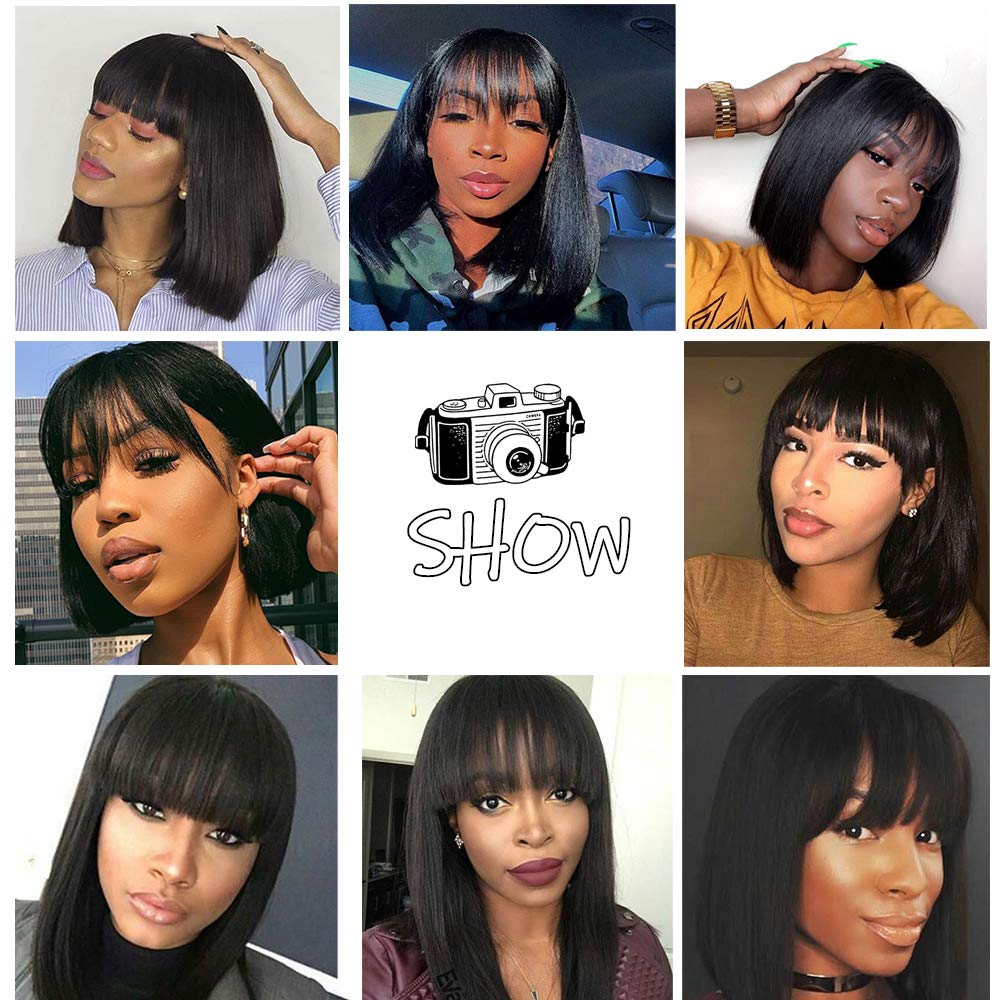 Factory wholesale cheap cut Bob cut synthetic bangs with wigs for African women
