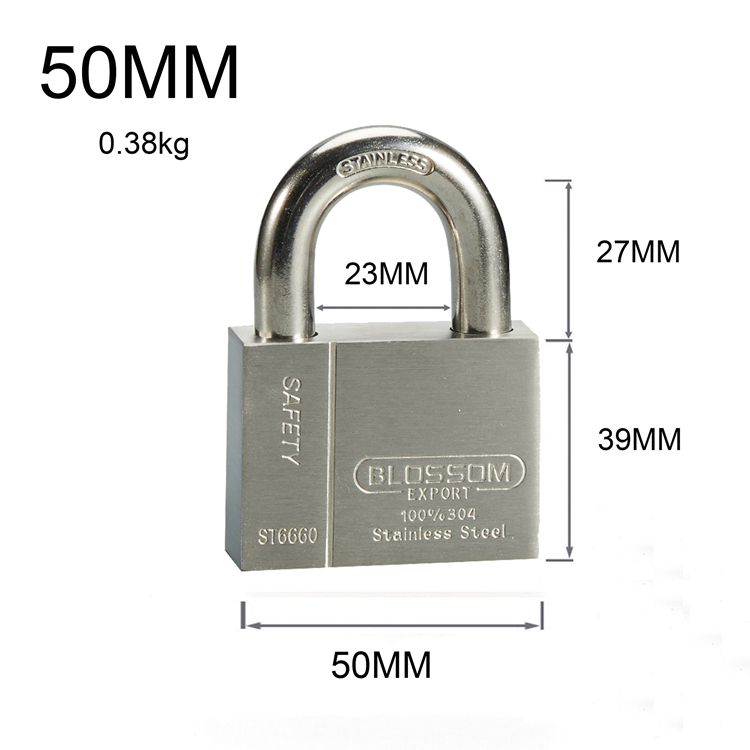 40MM plum logo safe and reliable stainless steel padlock