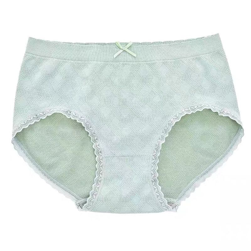 Antibacterial breathable cotton flowery seamless lace panties for ladies