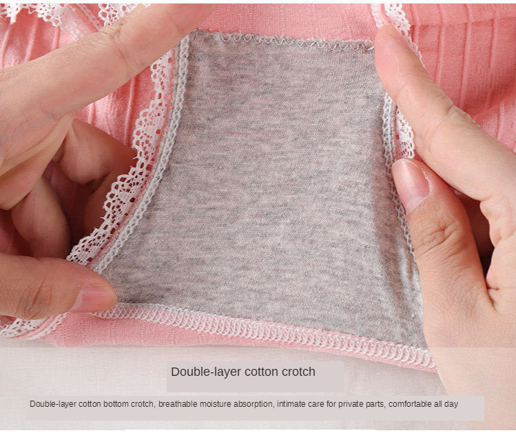 Antibacterial breathable cotton flowery seamless lace panties for ladies