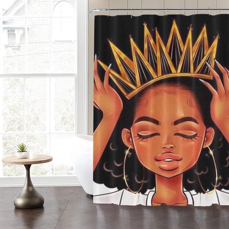 Amazon sells Queen's Band African Girl's durable waterproof shower curtain
