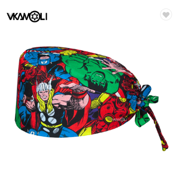 New super hero printed cotton frosted with button surgery medical cap