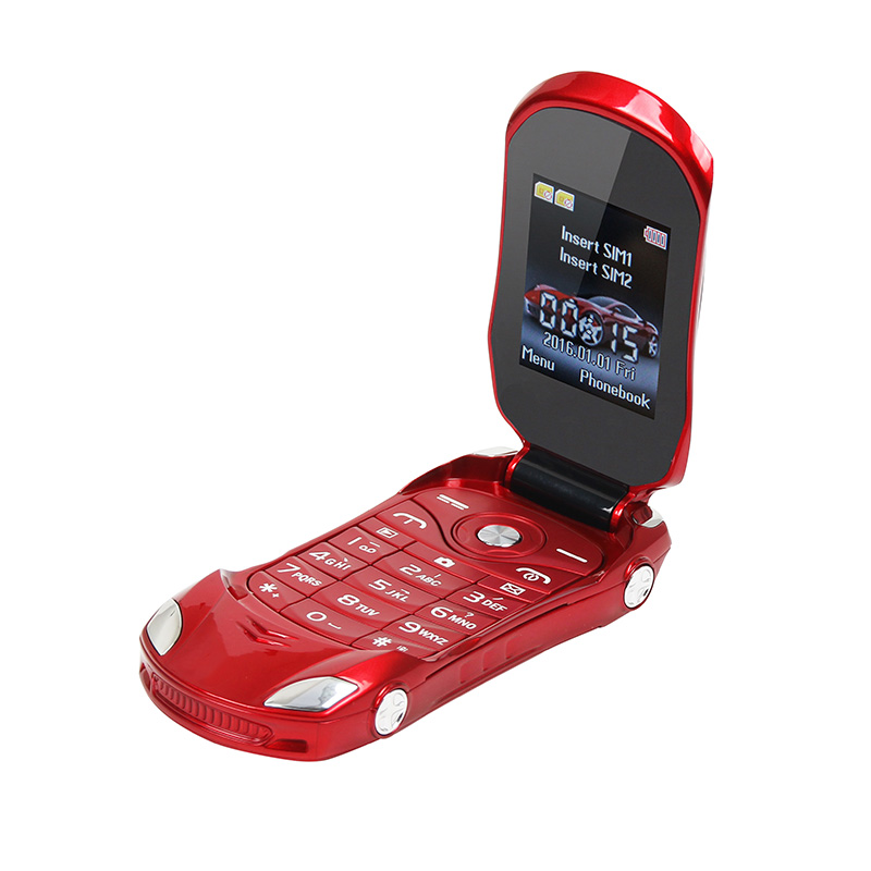 Car modeling features dual card mini flip phone