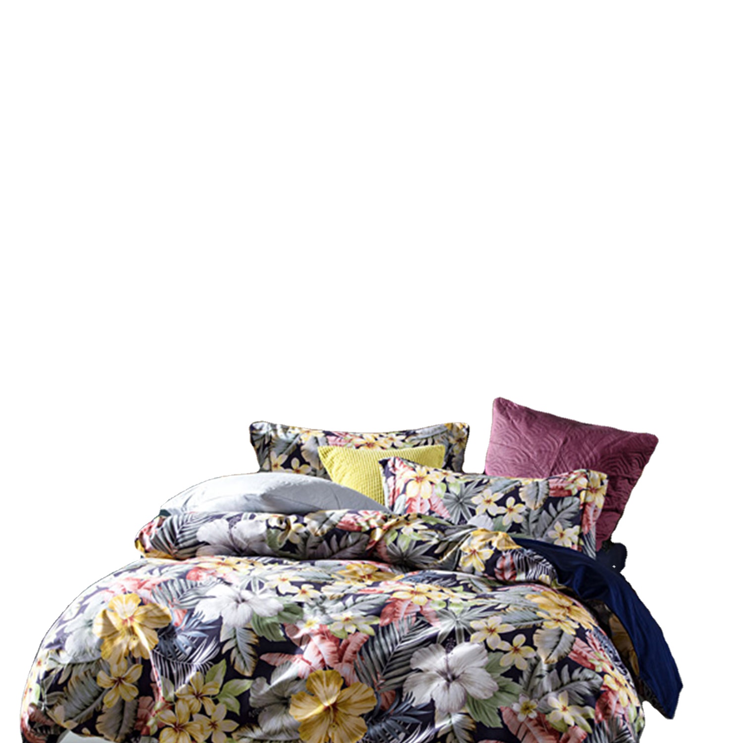 Colorful flower African egyption cotton sheets stone washed linen bedding set